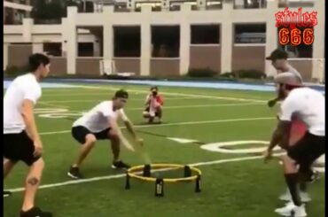 Connor McDavid, Tyler Seguin, Dylan Strome playing spike ball - August 27, 2018