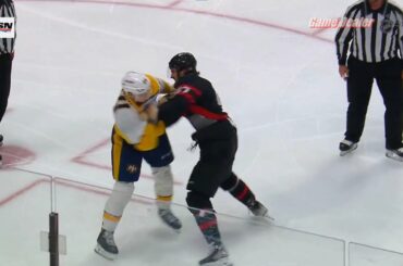 FIGHT Tanner Jeannot vs Mark Kastelic, Predators @ Senators Jan 09 2023