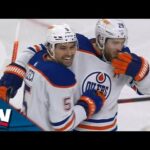 Oilers' Leon Draisaitl Bats Connor McDavid's Rebound Off Midair That Bounces In For Goal