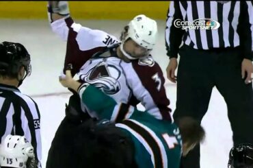 Brad Stuart Destroys Gabriel Landeskog + Stuart fights O'Byrne. Jan 26th 2013