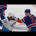 Klim Kostin Fights Patrick Maroon As Tempers Flare Between Oilers And Lightning