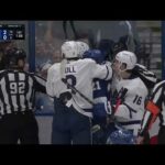 Auston Matthews Engages With Alex Killorn During Scrum