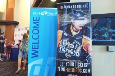 Firebirds Players at Dort Federal Credit Union Movie Day