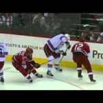 NHL Eric Staal Huge Hit on Brother Marc Staal 2/22/11