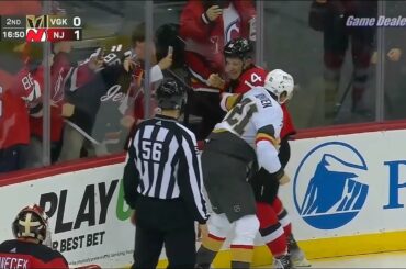 Brett Howden vs Nathan Bastian FIGHT, Golden Knights @ Devils Jan 24 2023