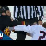 Milan Lucic Exchanges Heavy Blows With Mathieu Olivier In Centre-Ice Tilt