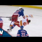 Rangers' Jacob Trouba Lays Out Flames' Nazem Kadri With Massive Hit