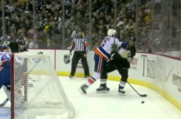 Travis Hamonic drills Sidney Crosby [HD]