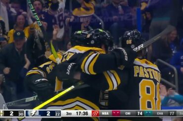 Pavel Zacha scores after FILTHY play by Pastrnak and Krejci