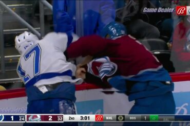 Alex Killorn vs J.T. Compher FIGHT, Lightning @ Avalanche Feb 14 2023