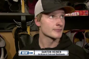 Danton Heinen after the Bruins 6-3 win over Blackhawks