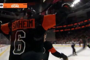 Travis Sanheim with the winning goal in overtime