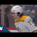 Predators' Luke Evangelista Slides Home His First Career NHL Goal vs. Canucks