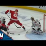 Red Wings' Dylan Larkin Scores Power Play Goal Off Sweet Between-The-Legs Feed From Alex Chiasson