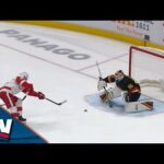 Red Wings' Pius Suter Scores On Breakaway In Midst Of Canucks' Line Change