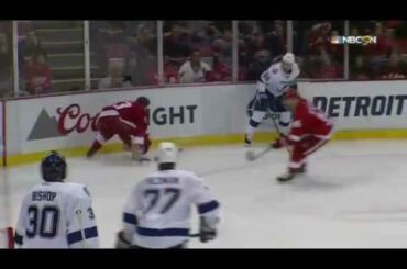 Darren Helm Destroyed by Nikita Nesterov Tampa Bay Lightning vs Detroit Red Winds 11/15/16