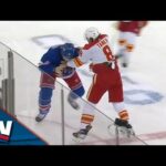 Flames' Chris Tanev Scraps With Rangers' Jacob Trouba After Hit On Dillon Dube