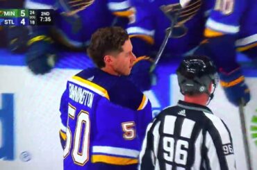 Jordan Binnington freaks out again jumps on Ryan Hartman and Marc-Andre Fleury wants to fight