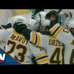 Jake DeBrusk Scores Beautiful Tip Through His Legs To Give Bruins Go-Ahead Goal Late