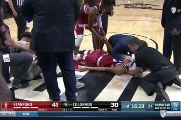 *WARNING GRAPHIC* Stanford's Oscar da Silva suffers scary head injury after Nasty Collision