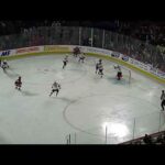 Utica Comets goalie Nico Daws gets run over by Laval Rocket's Nate Schnarr 2/11/23