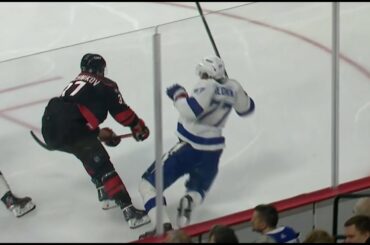 Victor Hedman Heads Down the Tunnel After Svechnikov Hit