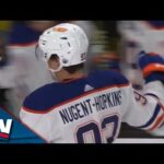 Oilers' Ryan Nugent-Hopkins Gathers Bouncing Puck And Picks Top Corner vs. Golden Knights