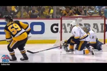 Jake Guentzel scores in game 2 of the Stanley Cup Finals - Penguins vs Predators