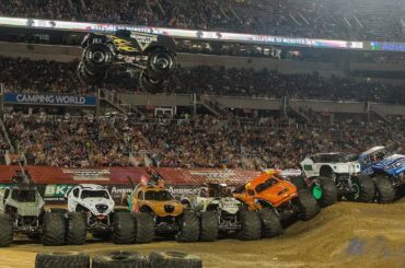 MONSTER JAM WORLD FINALS 20 SEVEN MONSTER TRUCK JUMP ENCORE!!!