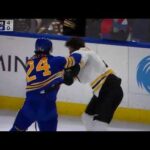 NHL hockey fight - Dylan Cozens(Sabres) vs. Trent Frederic(Bruins)