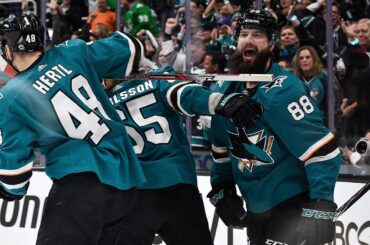 Brent Burns snaps shot top shelf to tally during 3-on-3