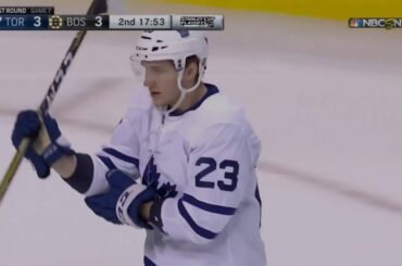 Travis Dermott TIES the game (Leafs vs. Bruins 2018 NHL Playoffs)