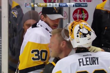 Marc-Andre Fleury takes skate to the neck 12/17/2016