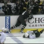 Jamie Benn levels Kyle Palmieri [Dual-Feed]