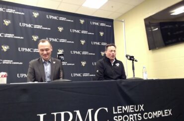 Fenway's Dave Beeston, Penguins president of business operations Kevin Acklin hold press conference