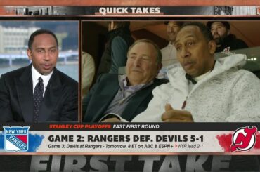 Stephen A. attended the Rangers vs. Devils playoff game with Gary Bettman | First Take