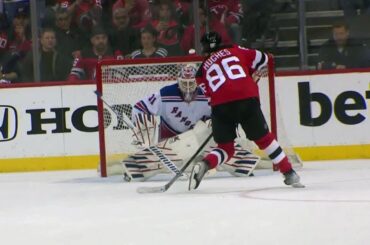 Jack Hughes' 1st playoff goal is a penalty shot