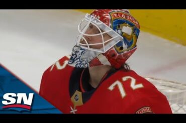 Bruins' Brad Marchand Digs One Into Net After Sergei Bobrovsky Fails To Locate Puck