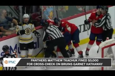 Matthew Tkachuck Fined $5,000 For Cross-Checking Bruins' Garnet Hathaway