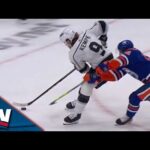 Kings' Adrian Kempe Drives To The Net And Tucks Puck Under Crossbar To Beat Oilers' Stuart Skinner