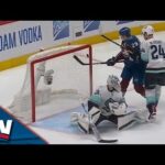 Avalanche's Nathan MacKinnon Swats In Goal After Kraken's Philipp Grubauer Misplays Puck