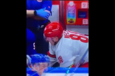 Martin Necas gets hit into the Islanders bench and then...