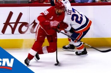 Niklas Kronwall Hits Anders Lee At Full Force Making Contact With Head