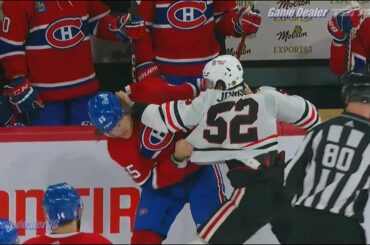 Reese Johnson vs Michael Pezzetta FIGHT, Blackhawks @ Canadiens Feb 14 2023