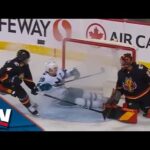 Sharks' Logan Couture Crashes Into Net To Finish Off Nice Feed From Erik Karlsson vs. Flames