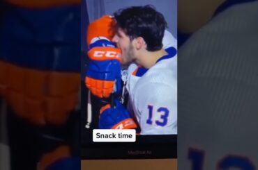 Matt Barzal eating his own glove 😂