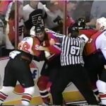 Rick Tocchet vs Randy McKay & Chris Therien vs Colin White / Tocchet scores at Brodeur