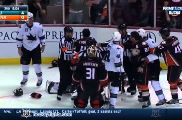 Fights San Jose Sharks vs Anaheim Ducks Brawl Oct 26, 2014 HD