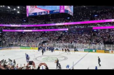 Finland Wins IIHF World Champiships 2022, celebration after Manninen scored in overtime