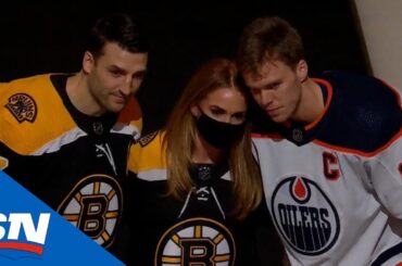 Boston Bruins & Edmonton Oilers Celebrate Life Of Colby Cave With Pre-Game Ceremony